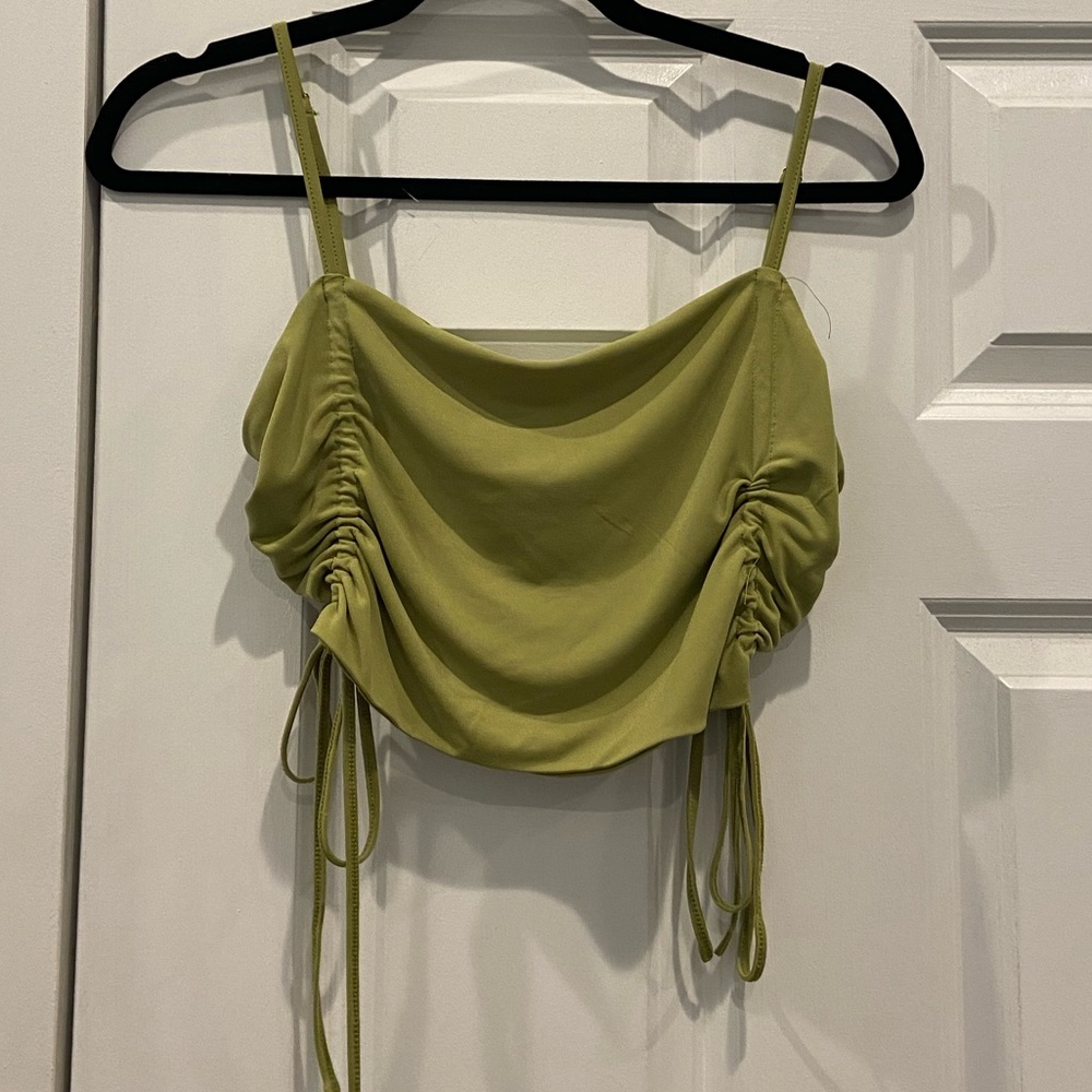 12th tribe green scrunch crop top. Size M.